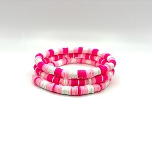 Pink and White Beaded Bracelets